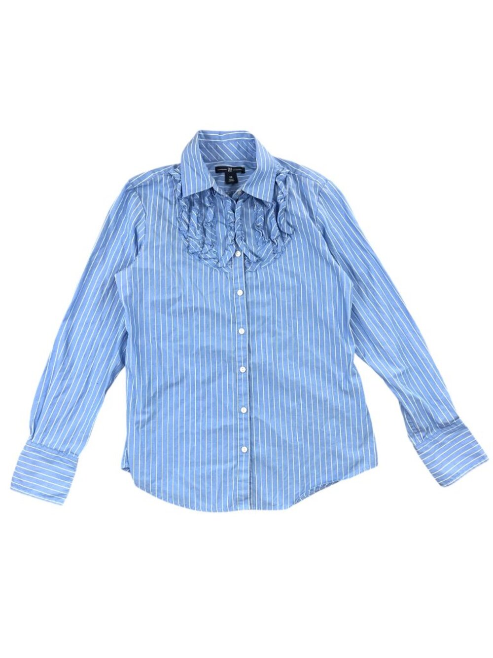 Vintage GAP Blue & White Striped Ruffle Blouse